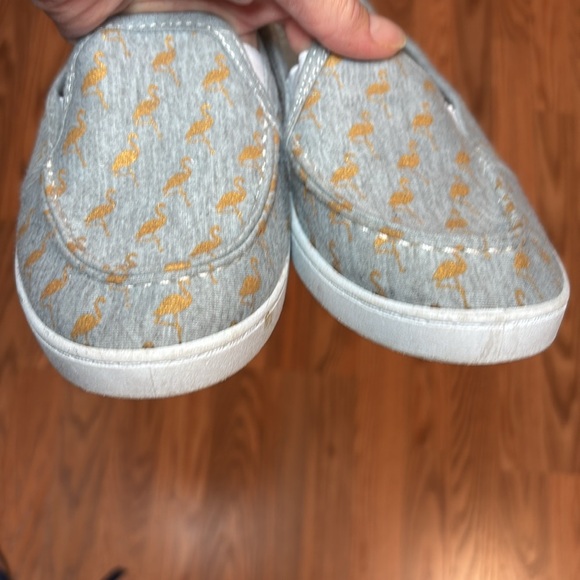 Coral Bay Flamingo Loafers, Slip on Grey Fabric Shoes, 8 - Picture 5 of 5